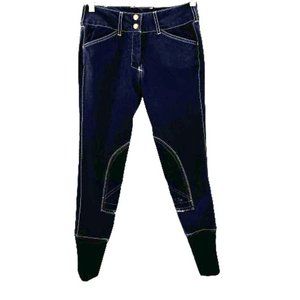 Equine Couture Breeches Women Size 26 Knee Patch Equestrian Black Stretch Riding
